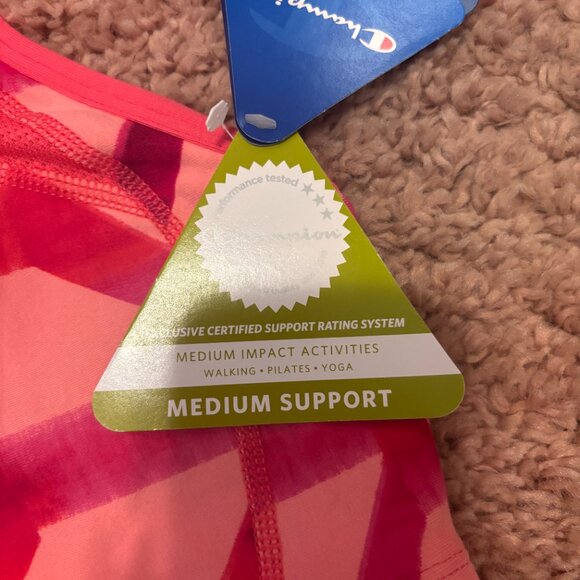 NWT Champion Double Dry Pink Racerback Sports Bra Womens Sz XL Medium Support - Picture 2 of 6